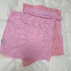Louis Vuitton extra long dual layer silk scarf soft pink and orange hand rolled